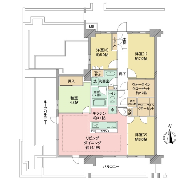 ◇最上階角部屋4LDK