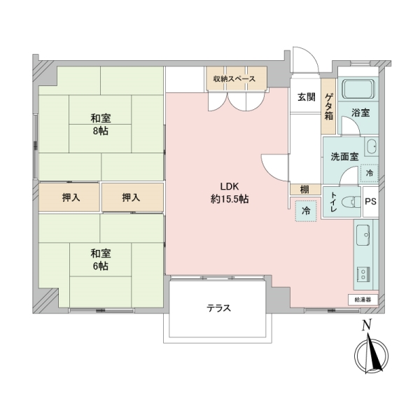 南西向き角部屋2面採光のお部屋
