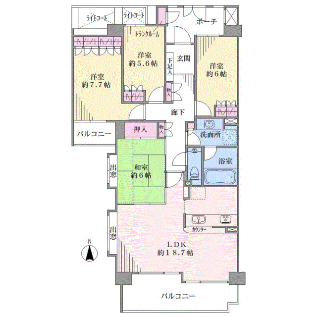広々約99㎡の4LDK・開放感のある角部屋。