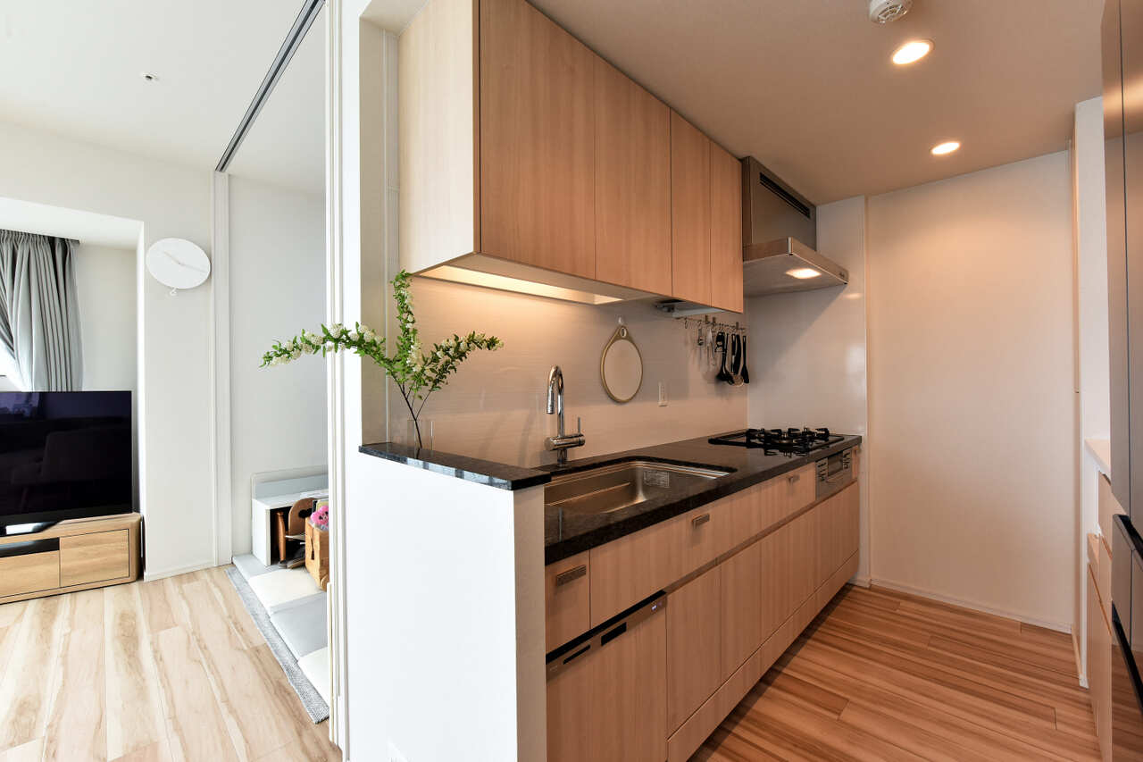 キッチンはディスポーザーや食器洗浄乾燥機、浄水器など充実の設備。