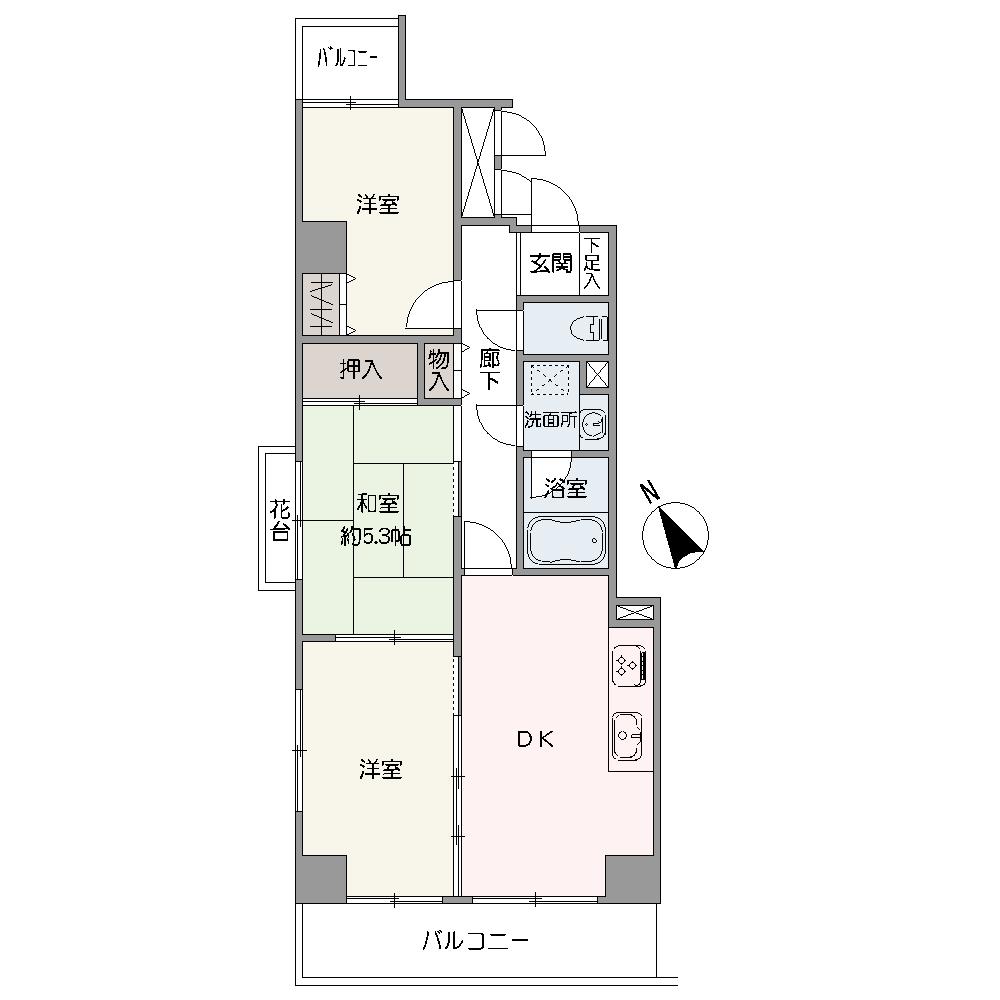 2階部分・南西向き角部屋の3DK。　