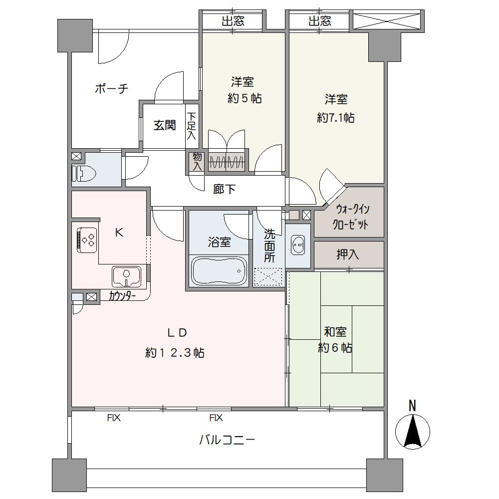 7階・南向き3LDK。