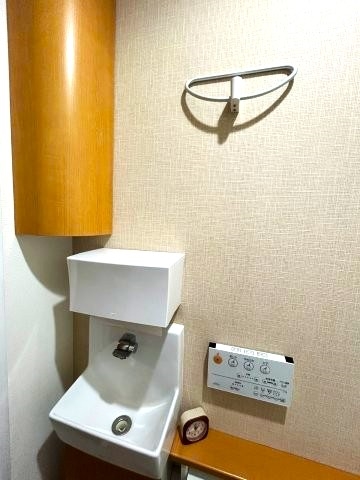 壁際にトイレットペーパーの収納がございます