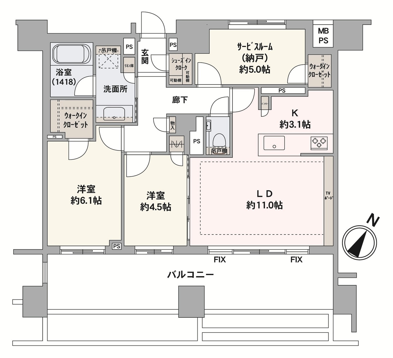 収納豊富なワイドスパン住戸　様々なライフスタイルにフレキシブルに対応できる間取りです。