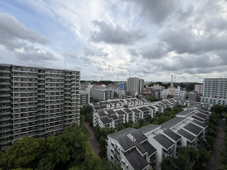 【住戸からの眺望/南側バルコニー】高層階ならではの景色が広がっています。都会と青空の雄大さを同時に感じることができる贅沢な眺望です。※眺望は将来にわたって保証するものではありません。
