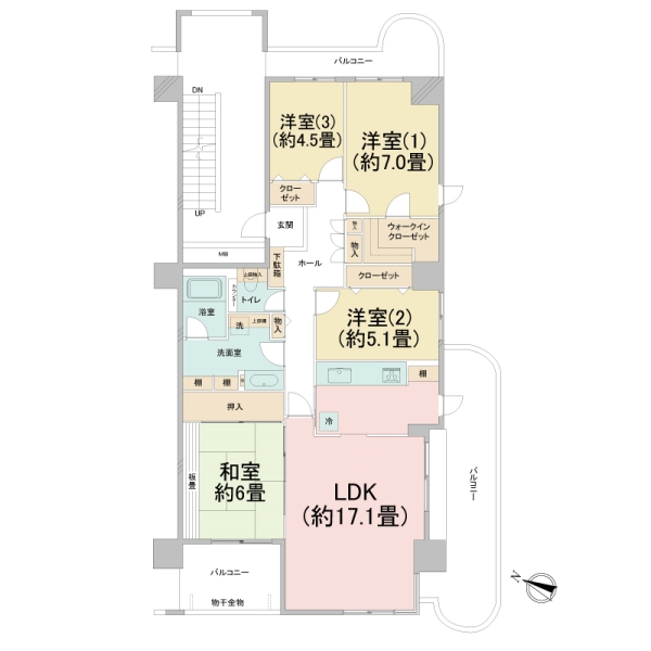 99.96㎡　4LDK　角部屋