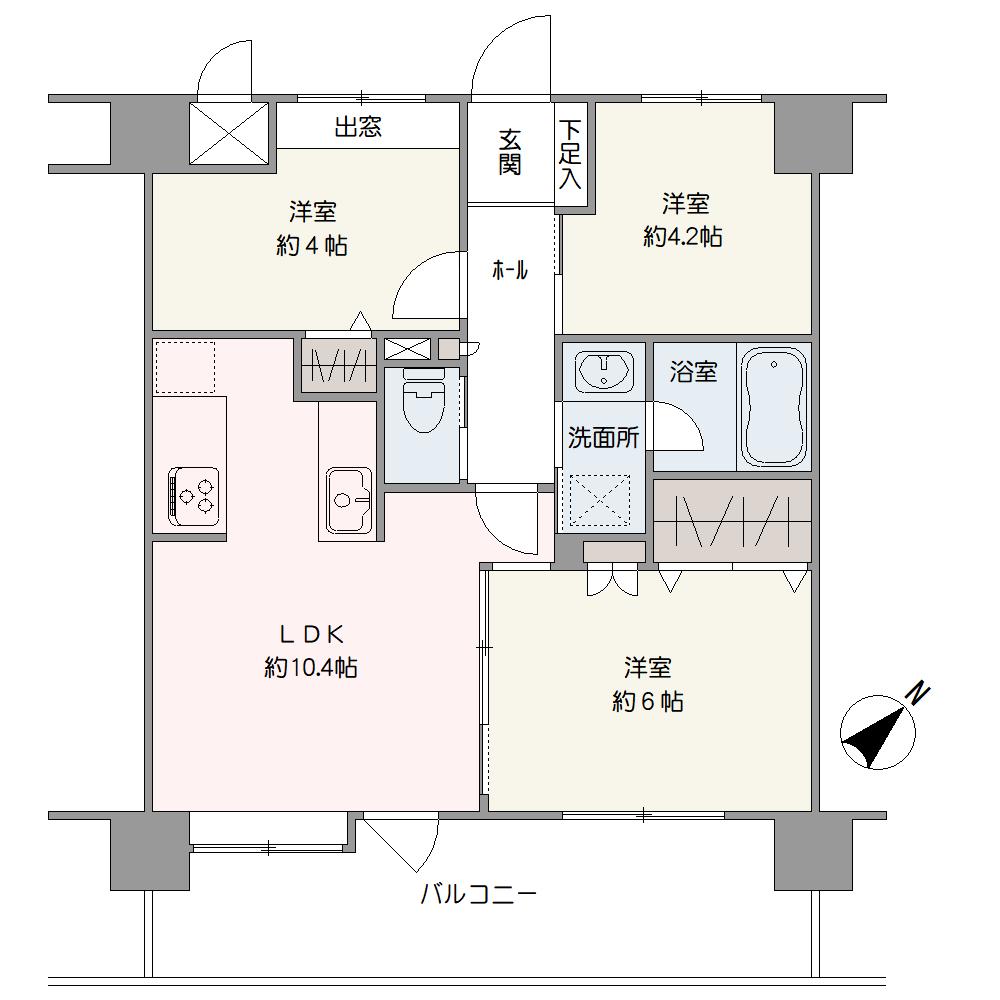 南東向きの明るいLDKが魅力的。隣接する約6.0帖洋室とは続き間としても利用できます。2部屋が面するバルコニーからは、最上階ならではの開放的なリバービューが楽しめます。