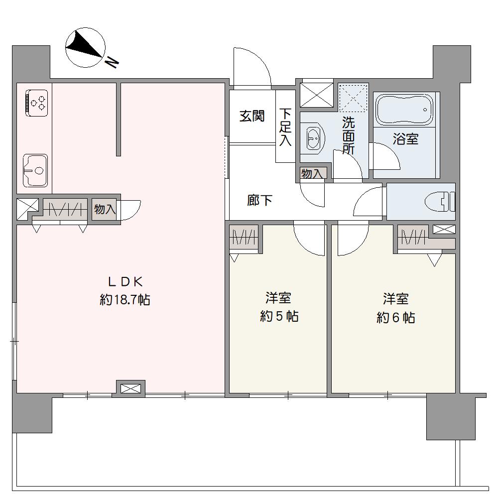 全居室バルコニーに面した開放感のある角部屋。随所に収納が散りばめられ、住空間を広くご使用いただけます。独立した洋室が2部屋あり、プライベート時間も充実。ペット飼育可能のマンションです(細則有)。