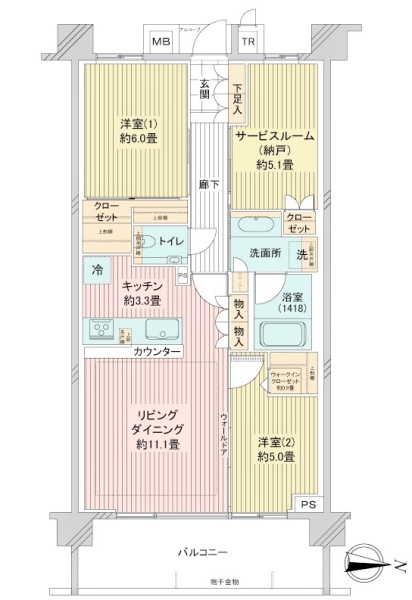 現在空室　丁寧にお使いの室内コンディションです