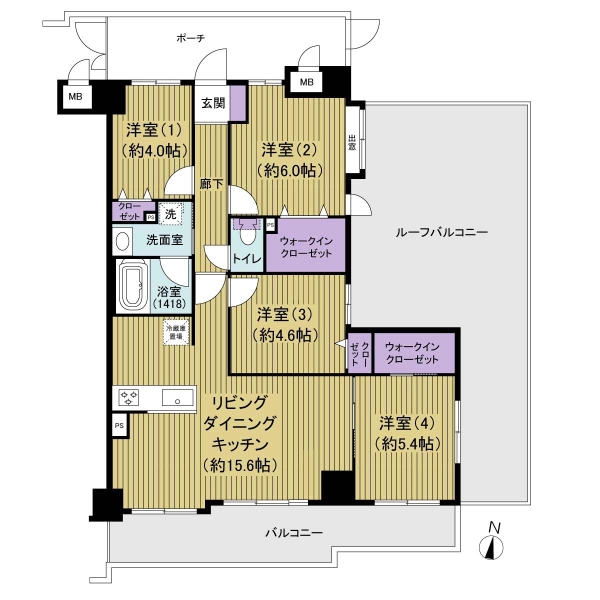 上階無し　角部屋　ルーフバルコニー付