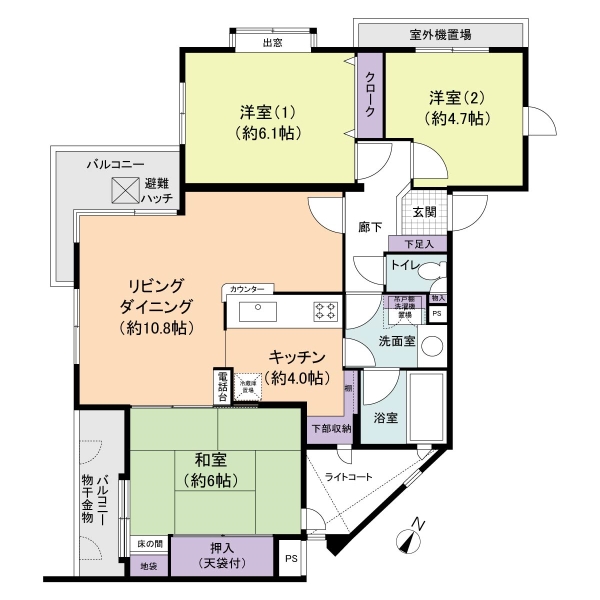 住まいの中心にリビングダイニングを配置した、家族が集いやすい間取り