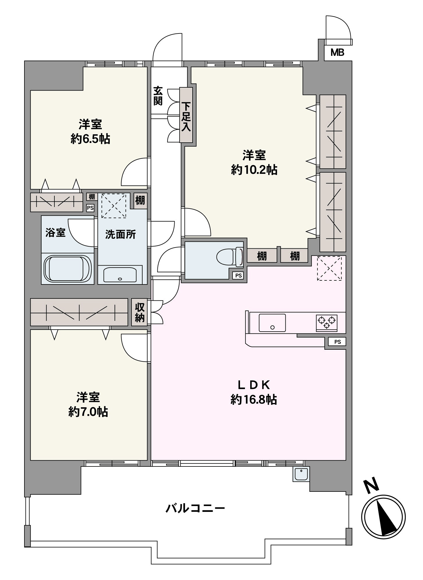 全居室6帖超の広々とした住まい。ご家族団らん時間もプライベート時間も充実しそうです。随所に収納が散りばめられており、居住空間を広くご使用いただけます。