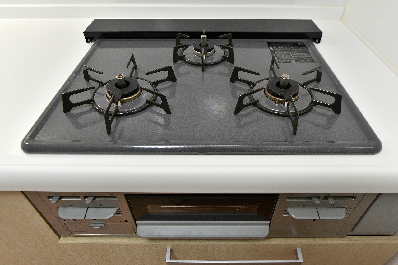 グリル付き3口ガスコンロ