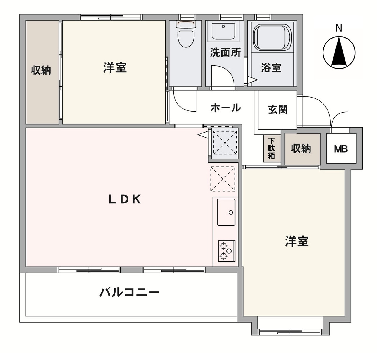 4階建て最上階のため、陽当り・眺望良好です。洋室2室には収納スペースが備わっているので、室内を広々と使用できます。玄関のそばに洗面所があるので、帰宅後すぐに手洗いができて衛生的です。