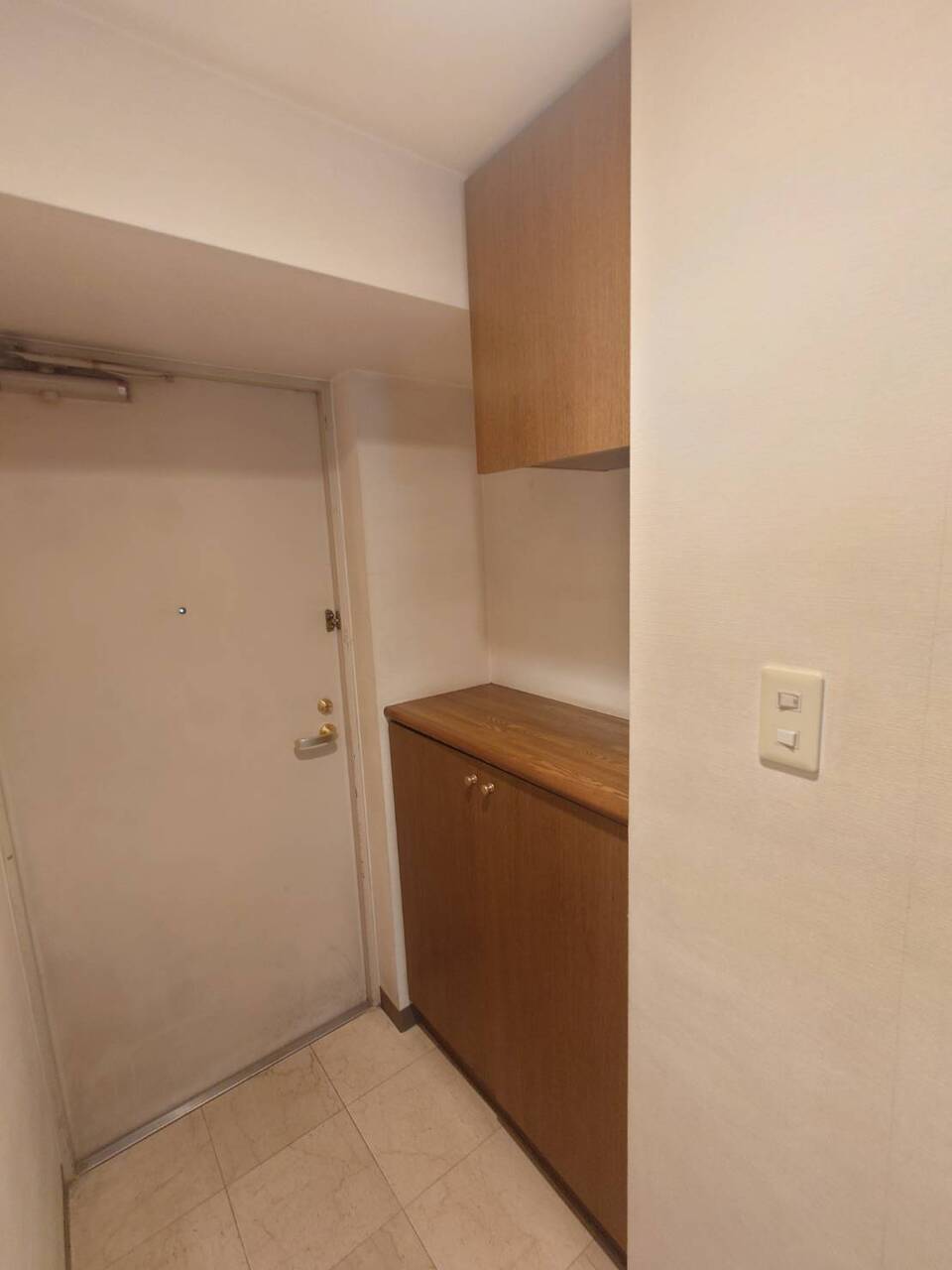 【玄関】セパレートタイプの収納が備わっており、履物はもちろん、シューケアアイテムなどもすっきりと収納可能。天板部分には観葉植物や写真を飾って楽しく演出できます。