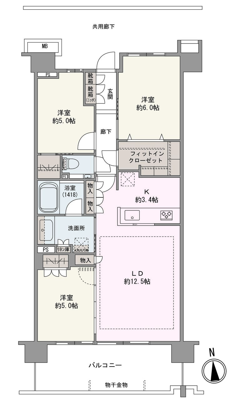 リビングダイニングと隣接した洋室の引き戸を開放すると、約17.5帖の空間としてフルフラットに繋がります。リビング収納やフィットインクローゼットなど豊富な収納が魅力です。