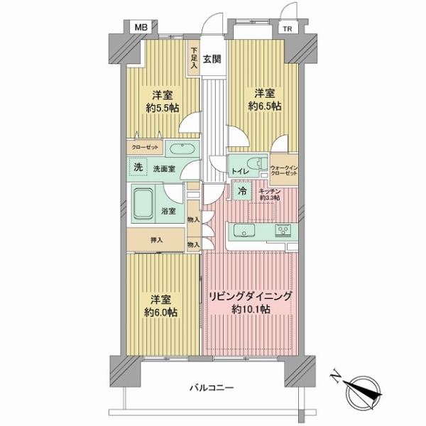 専有面積「71.81㎡」3LDKの間取りプラン