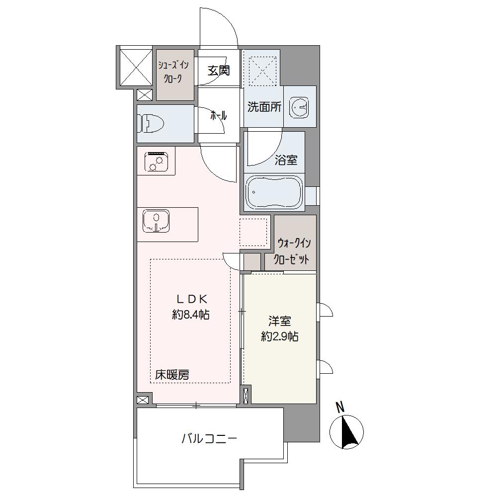 3階南向き、WICやSICの付きの収納豊富な1LDK。