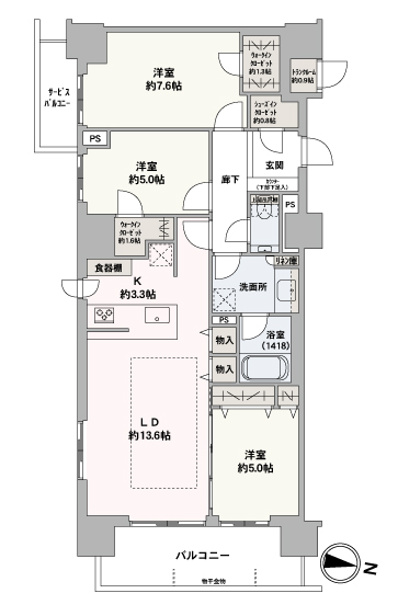約84平米の広々3LDK ！南東角部屋4階部分！収納スペースの多さにも注目です！