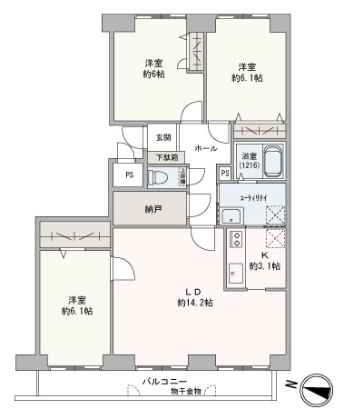 11階建9階住戸、専有面積82.13㎡の3LDK、リビング西向きで陽当たり、眺望良好です！