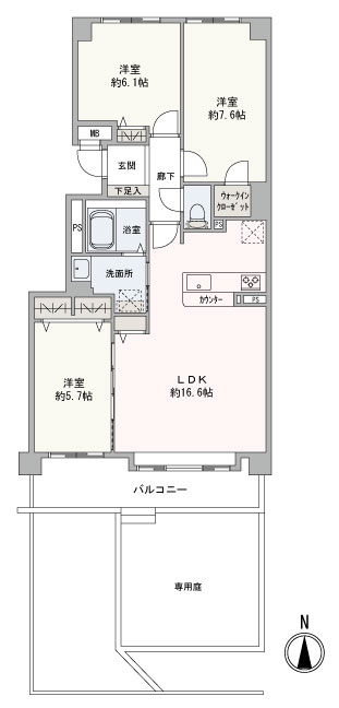 1階部分、南向き、専用庭付、陽当たり良好です！