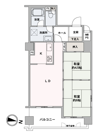 5階部分、東・北向き、2LDK、49.55㎡です自分好みの部屋にリフォームしてみませんか？