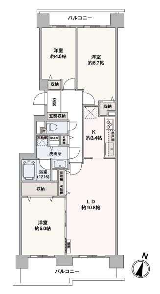 3KDK・70.92㎡・7階・南向きの陽当たり良好なお部屋です！