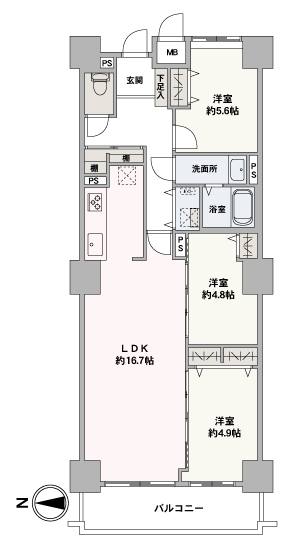 3LDK・76.46㎡・1997年3月築のファミリー向けマンションです