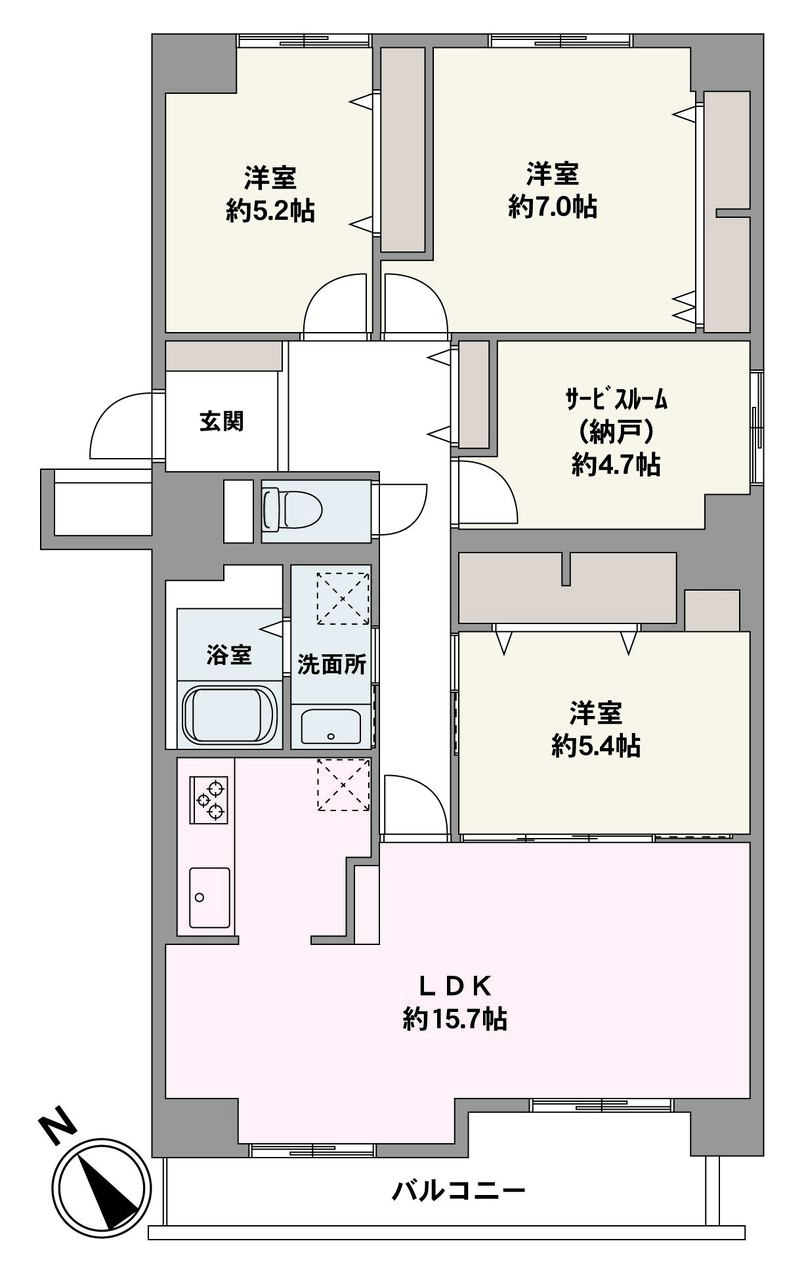 3LDK+S、価格3290万円、専有面積89.32㎡、バルコニー面積7.56㎡、通風・採光良好です。