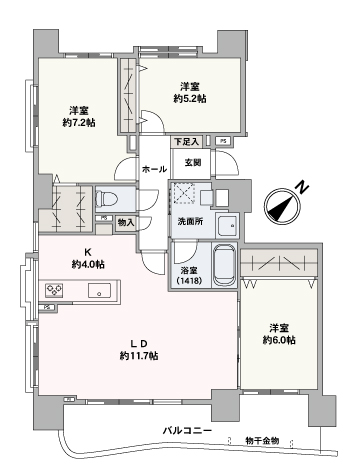 2026年12月　内装フルリフォーム完成予定！11階建ての9階、専有面積約80.06㎡の3LDK、南西・南東角住戸です