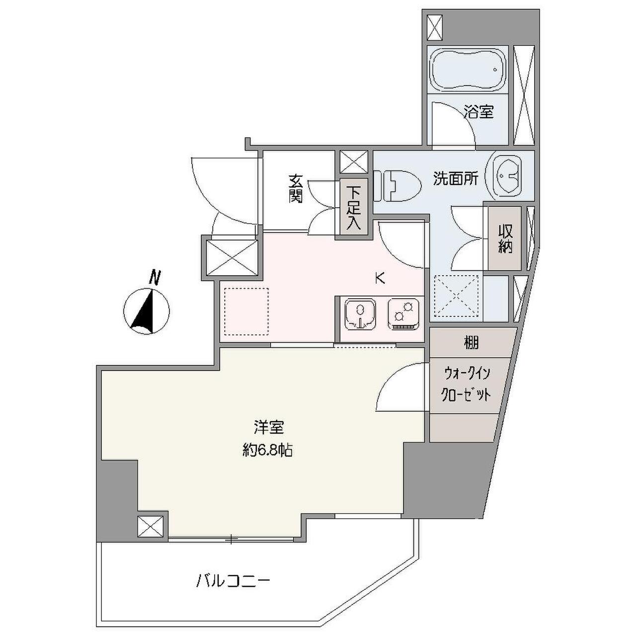 日当たりを確保しやすい南向きのバルコニーが備わった1K。洋室には大容量のWICがあり、室内を広々とご活用いただけます。2026年4月内装リフォーム実施につき、気持ちよく新生活をスタートできます。