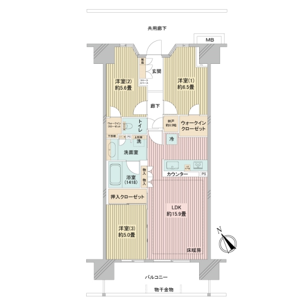 3LDKの広々とした間取りです