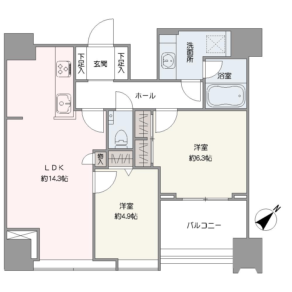 全居室南東向き＆ダイナミックパノラマウィンドウが採用された明るく開放的な住まいです。LDKはリビングとダイニングをゆるやかにゾーニングしやすい縦長のレイアウトです。