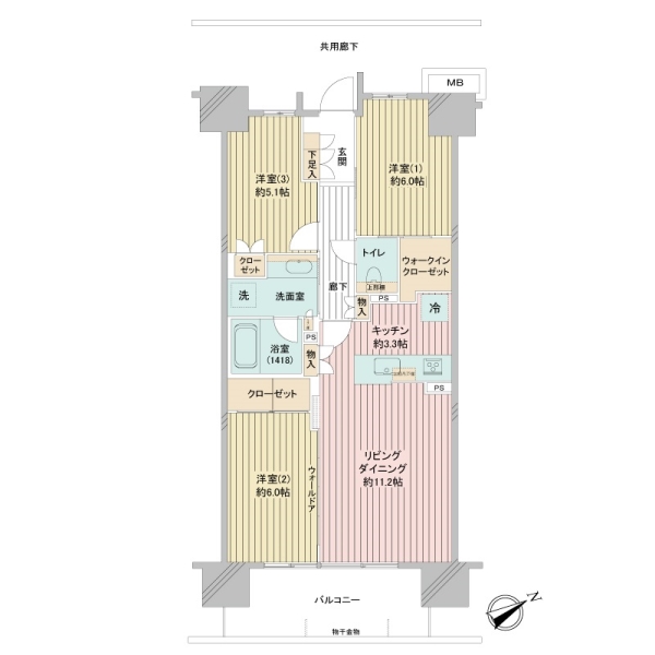 ウォークインクローゼットや布団クローゼット等、収納豊富な間取が魅力