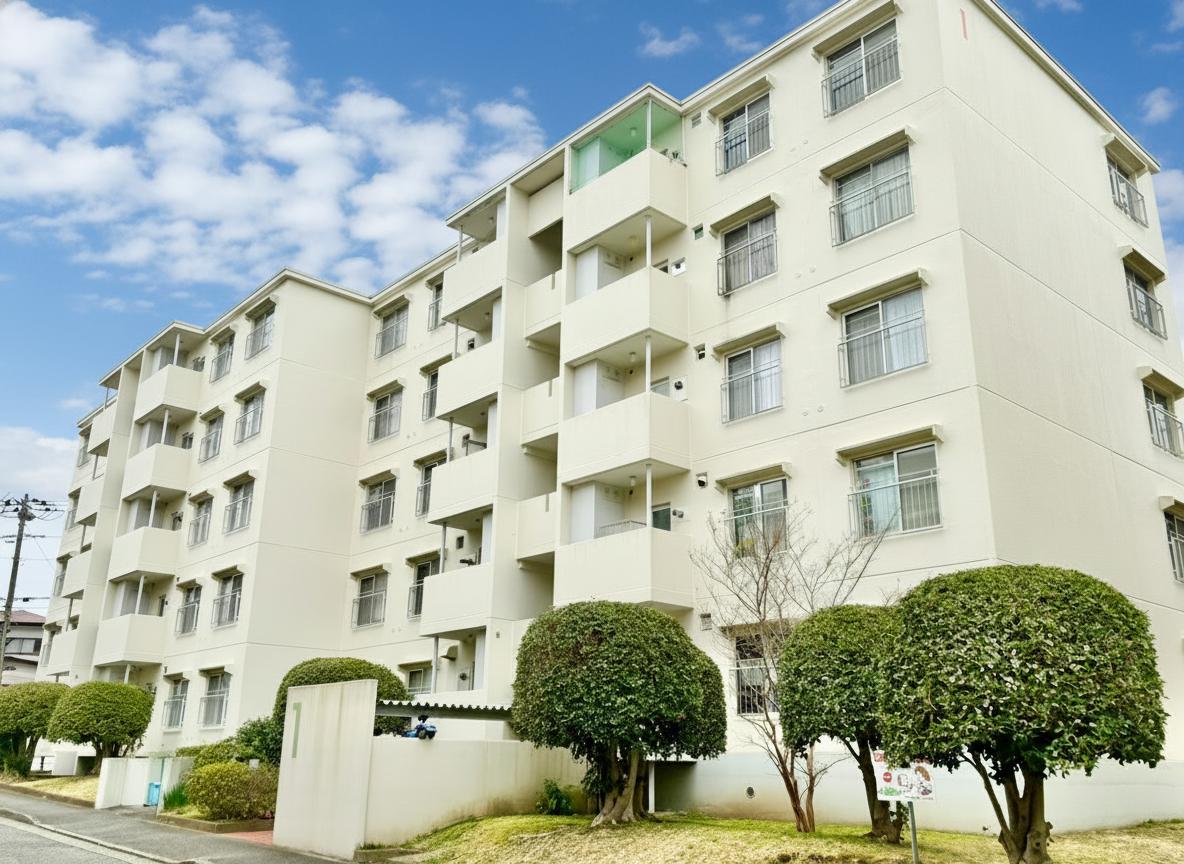 【現地外観写真】高台の閑静な住宅街に位置しています。穏やかな住環境で、のびのびと過ごせます。※写真は現地撮影ですが、空の色は加工しています。