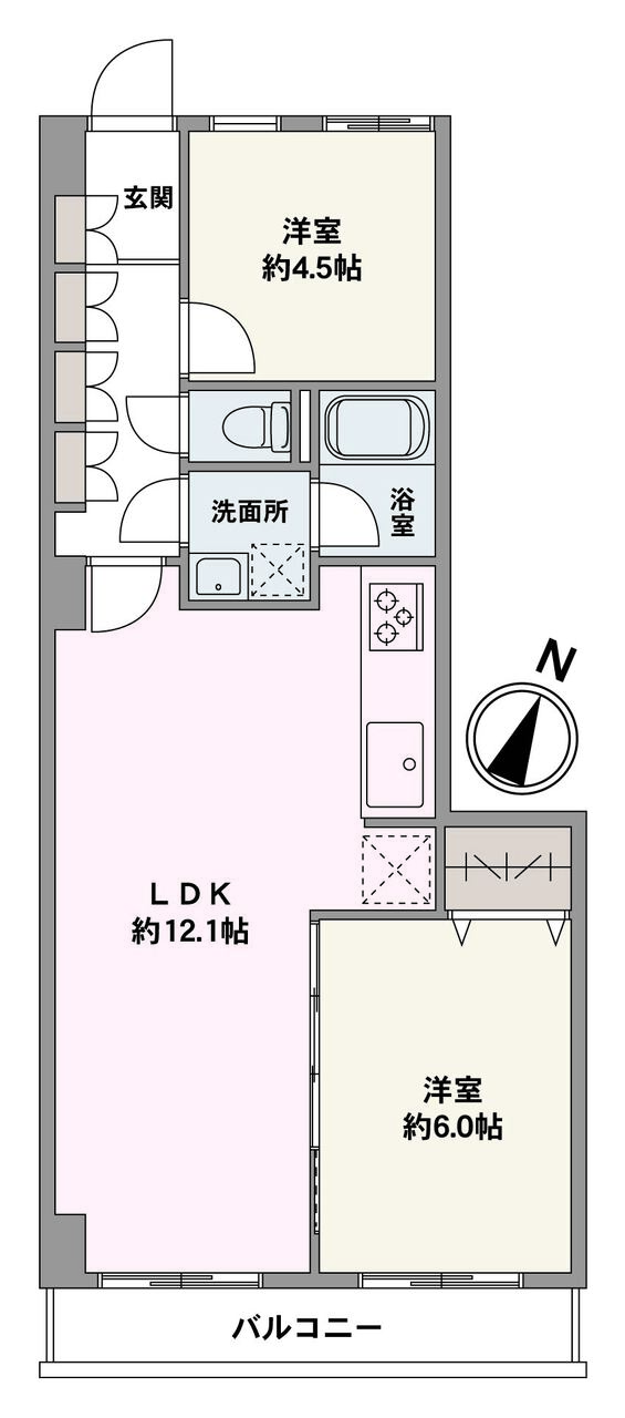 南東向きで明るく快適な住空間。LDKは洋室との一体利用で18帖超の広々空間に。約4.5帖の洋室は仕事部屋や子供部屋、寝室など、マルチにご活用いただけます。