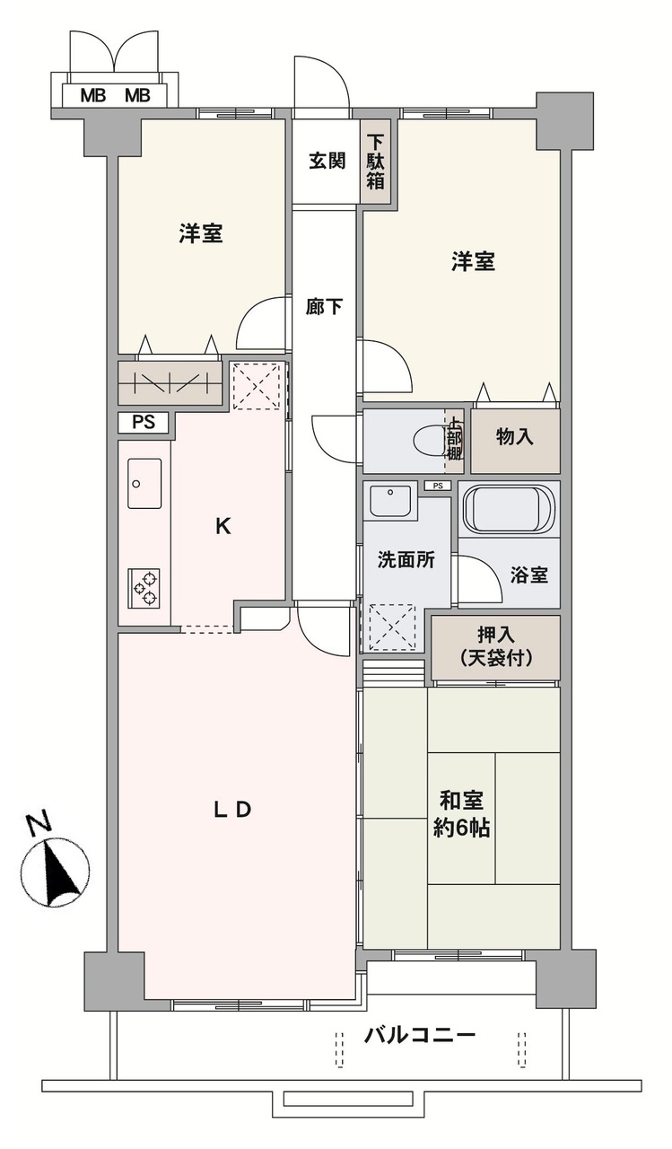 南西向きのバルコニー付き「3LDK」の住まい。独立キッチンが採用されています。2023年に一部内装リフォーム済みです。