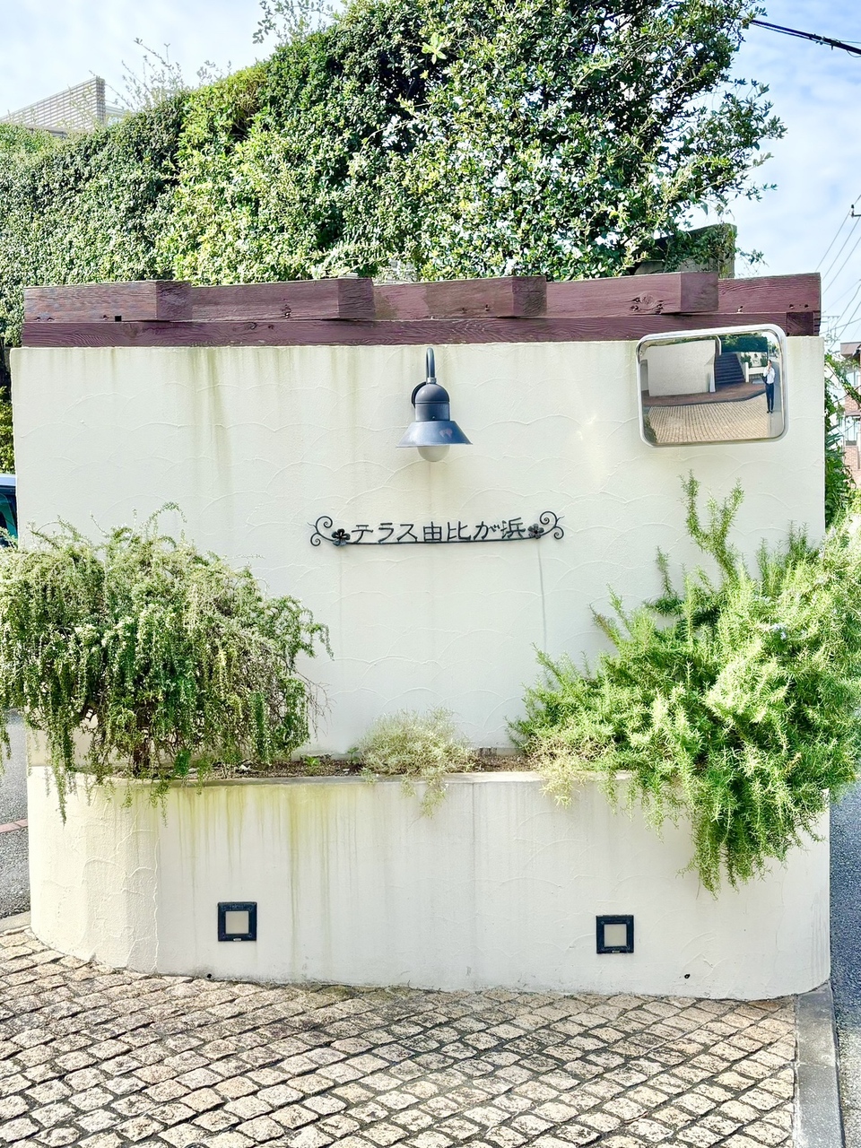 【その他現地】ホワイトの壁にグリーンの植栽が映える、おしゃれな館銘板。自宅に帰るのが楽しみになりそうです。