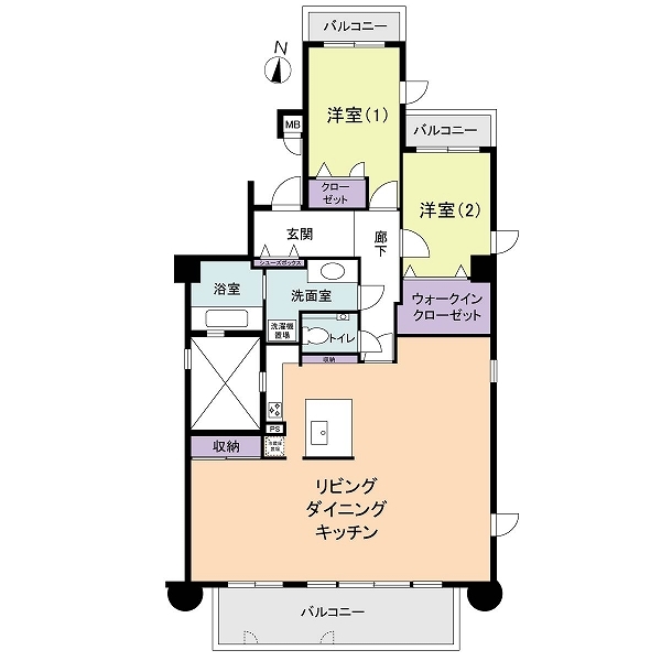 97.42㎡の広々快適な2LDK。