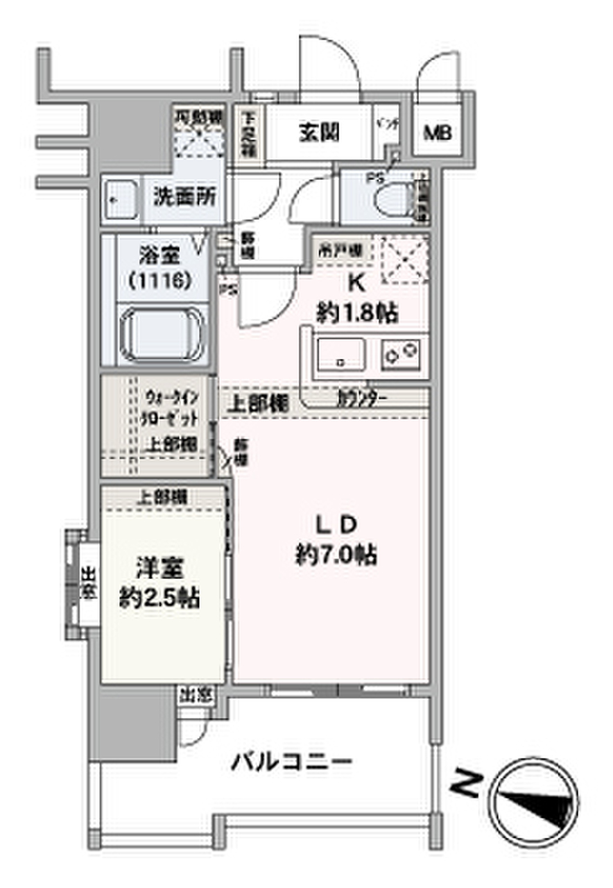 WIC付きの1LDKです。お部屋の中の整理整頓に嬉しいですね。