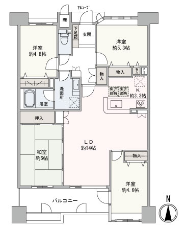 ファミリー向け４LDKです。