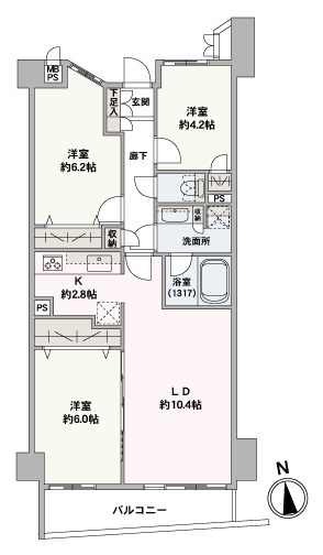 3LDK専有面積68.03㎡のマンションのご紹介です。