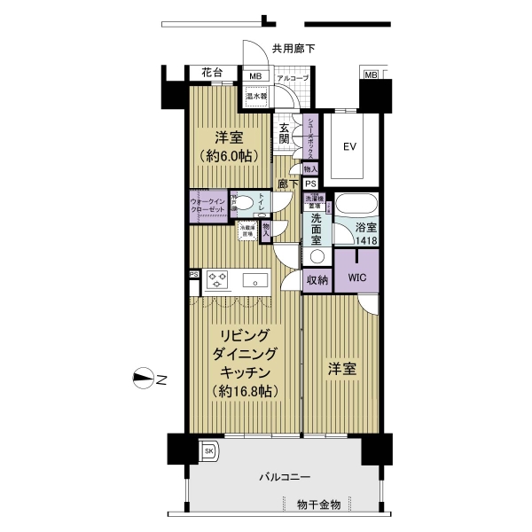 専有面積71.51㎡の2LDK