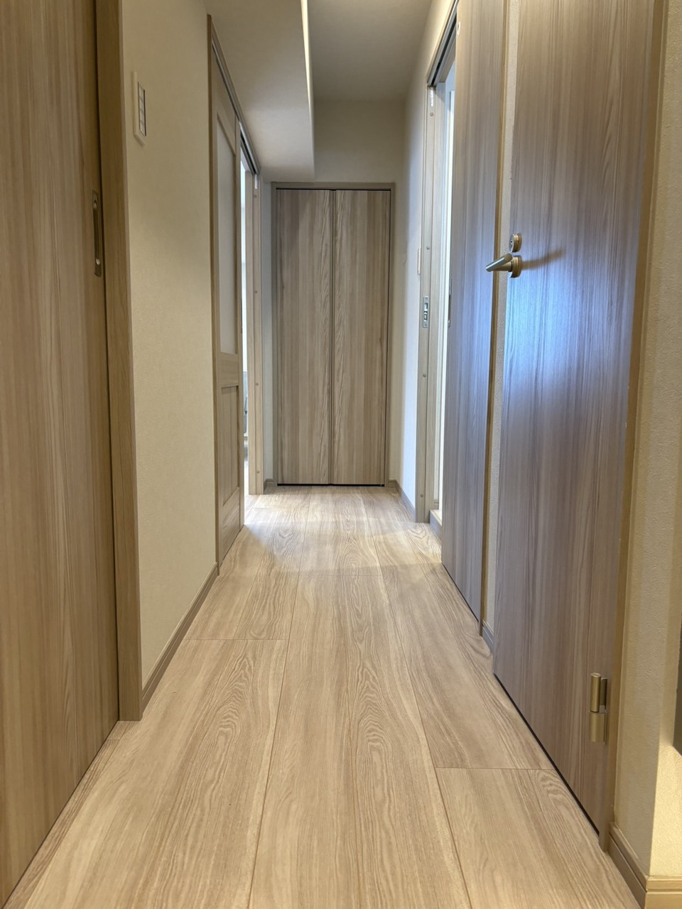 廊下の突き当りにはが可動式の収納があります。