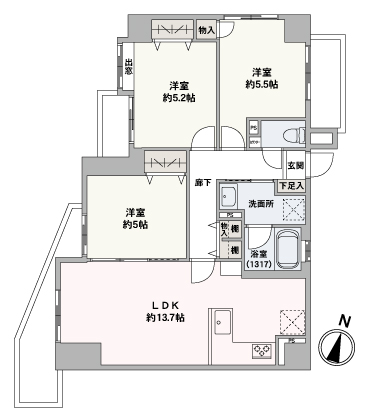 67.29㎡の3LDK。リフォーム済みのきれいなお部屋で気持ちの良い新生活をスタートさせられます！