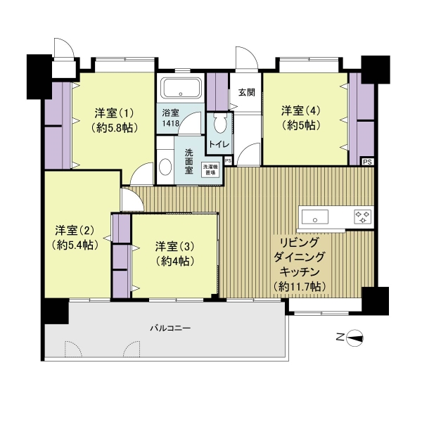 4LDKの77.35㎡　綺麗にリフォームされたお部屋です