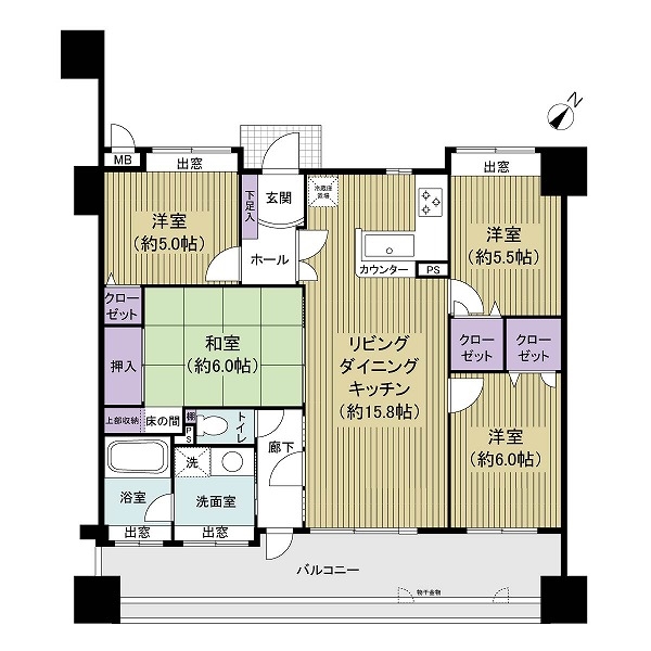 専有面積85.05㎡の4LDK
