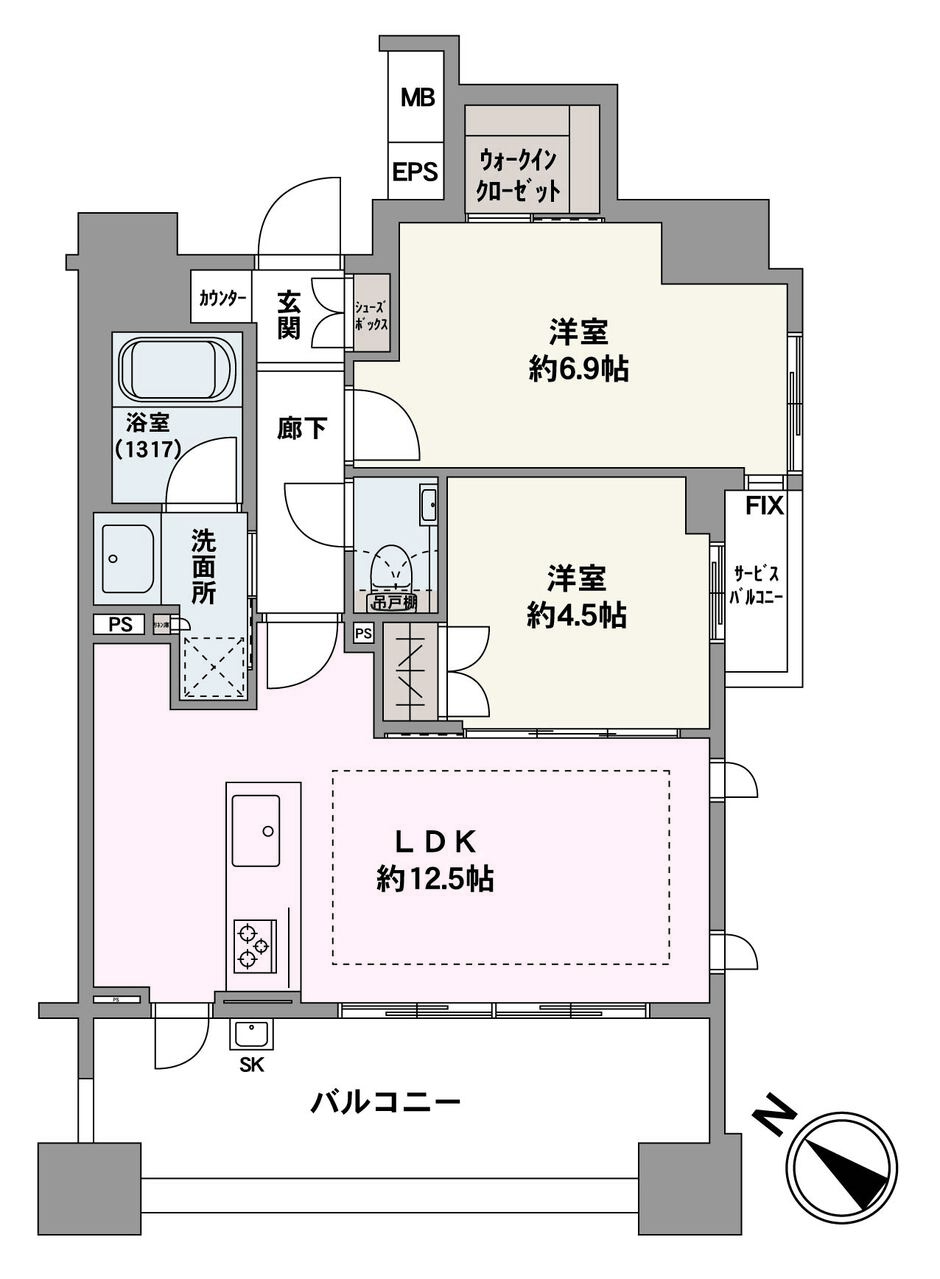 2LDKのお部屋です。
