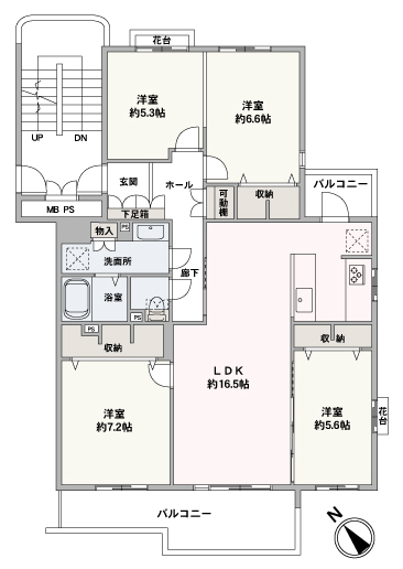 4LDKのお部屋です。