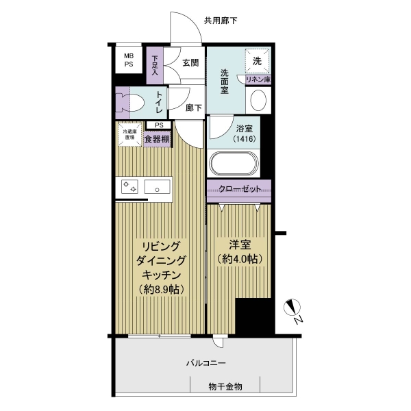 33.64㎡の1LDK　大変綺麗にお使いですので即入居可能です。